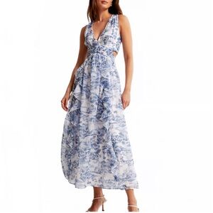 Abercrombie & Fitch Blue and White Patterned Maxi Dress